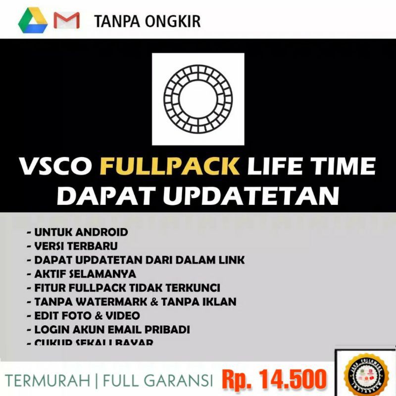 Vsco Fullpack Aktif Seumur Hidup Shopee Indonesia