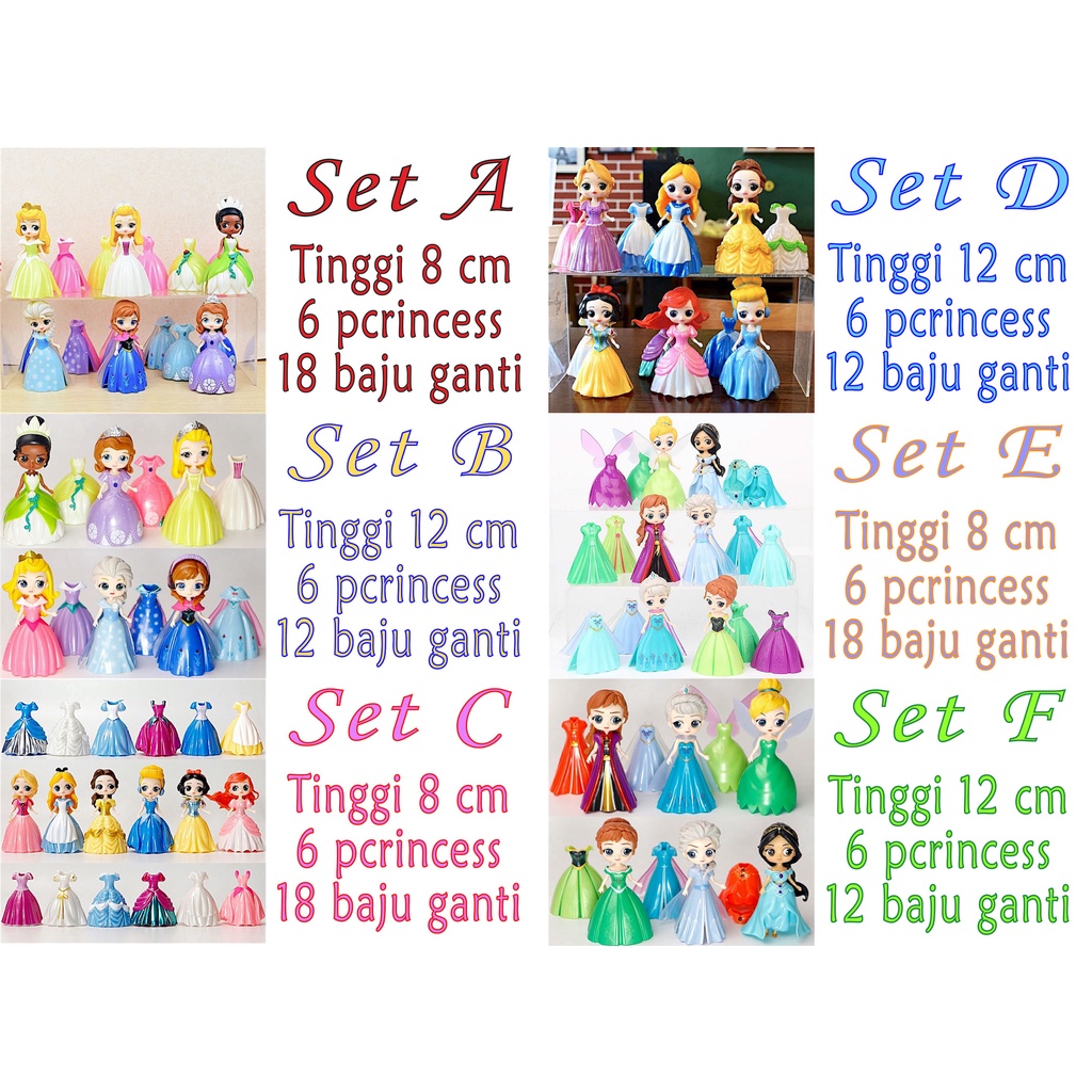 Topper Cake Figure Princess Ganti Baju Princess Clip On Gown