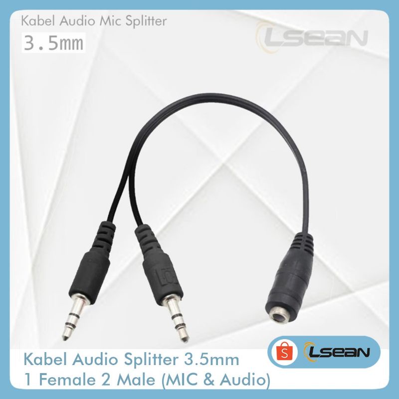 KABEL AUDIO SPLITTER JACK 3.5MM  1 FEMALE TO 2 MALE  (MIC &amp; AUDIO)