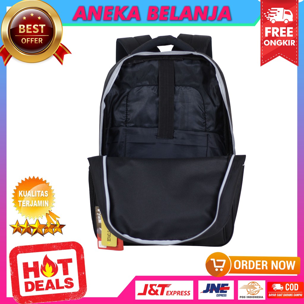 Tas Punggung Stylish Khusus Cowok Terbaru Model Rexsove Hitam Imitasi Hitam Backpack Pria Sekolah  Kuliah Kerja Hangout Multifungsi Free Raincover + Slot Laptop Bahan Awet Tebal Harga Termurah Terlaris Berkualitas