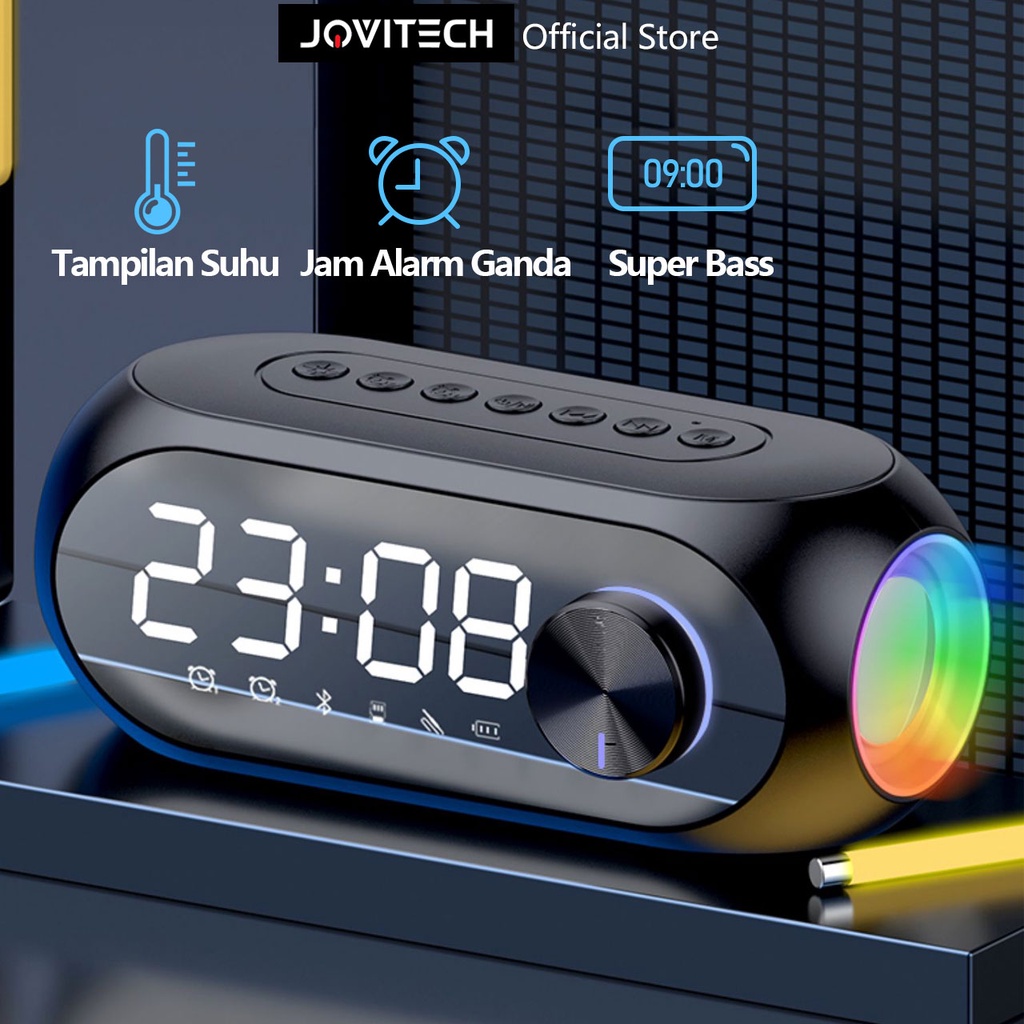 【COD】Jovitech Speaker Bluetooth Jam LED Smart Multi-function Alarm Clock Speaker Portable Super Bass- S18