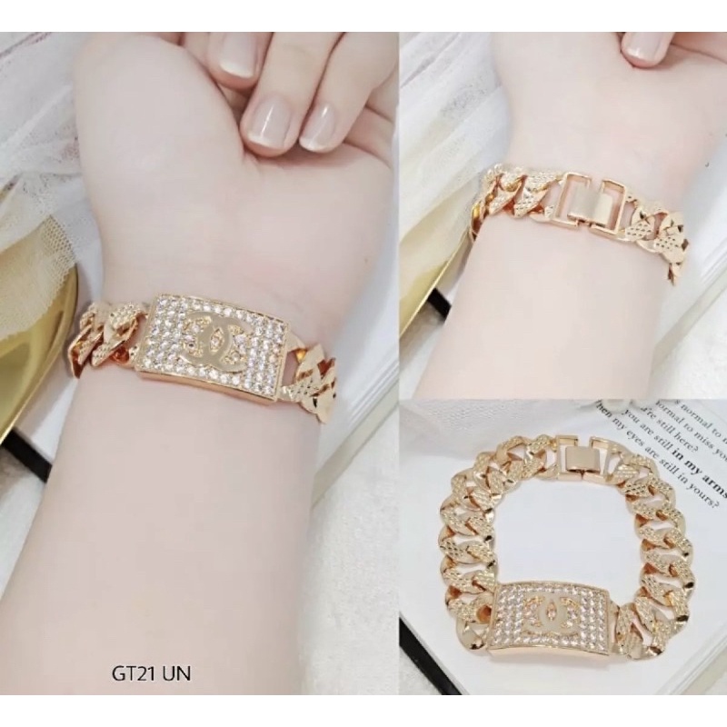 Gelang plat rantai Cnl titanium Gold
