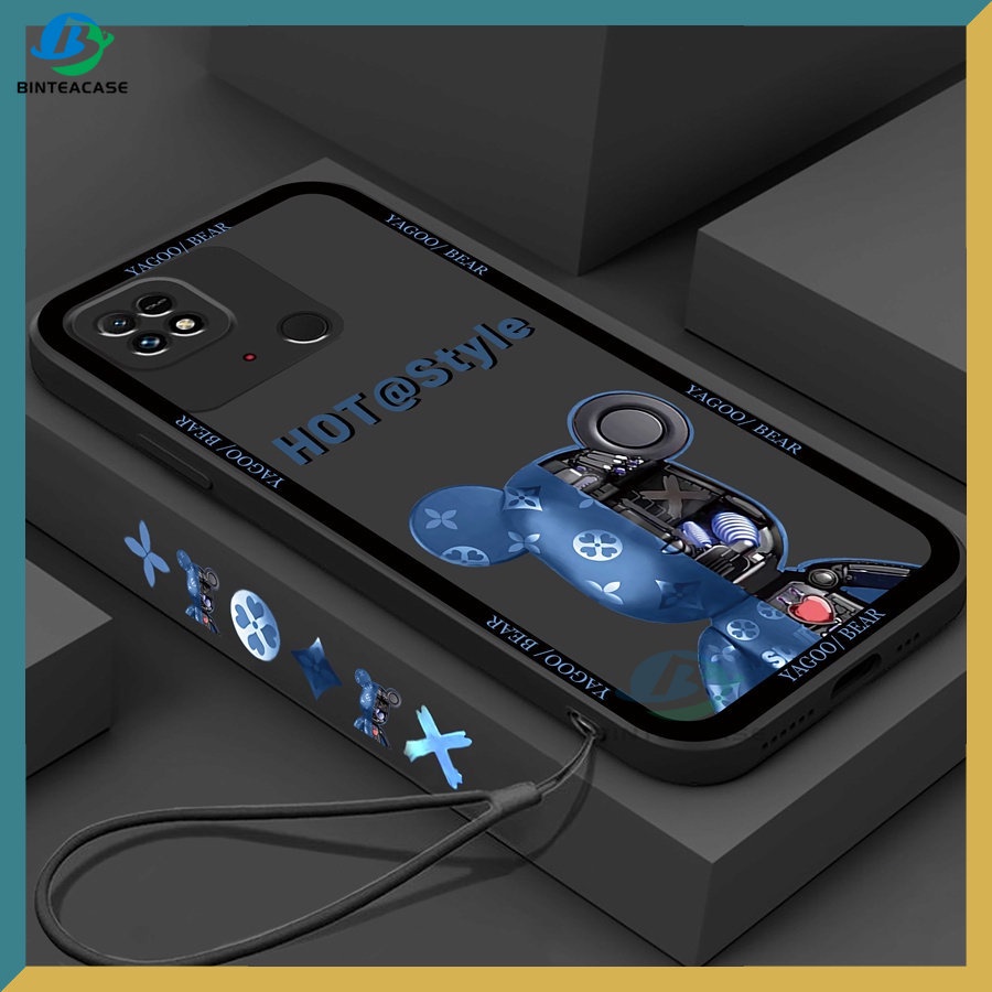 Redmi Note 11S 11 Pro Redmi 10 5G 10C 10A 9C 9T 9A Note10 Note 10S Note9 Note8 Note7 Poco M3 Pro X3 Pro NFC Trendy Motif Beruang Mekanik Lanyard Silicone Phone Case Binteacase