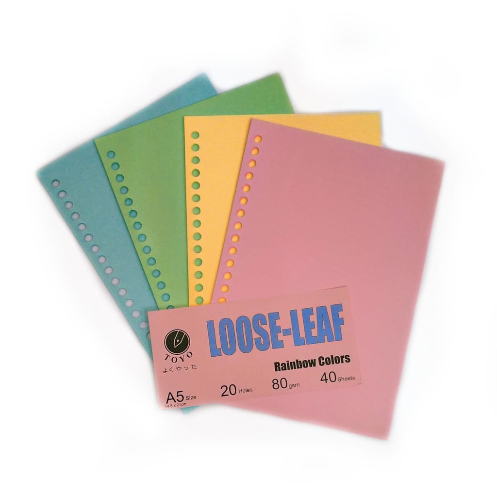 LOOSE LEAF KERTAS BINDER A5 20 RING POLOS WARNA RAINBOW 80 GSM 40 LEMBAR