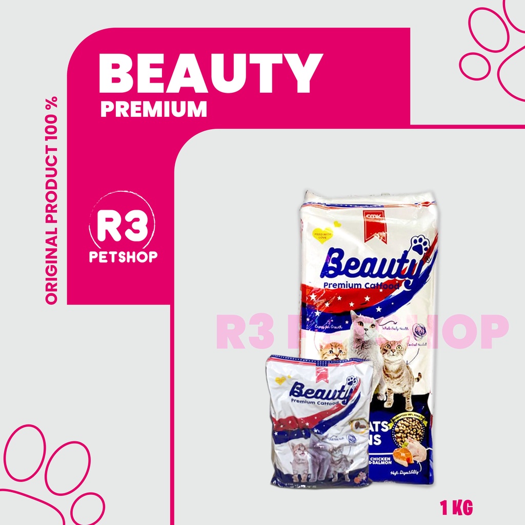 Makanan kucing kering Beauty Premium 1kg