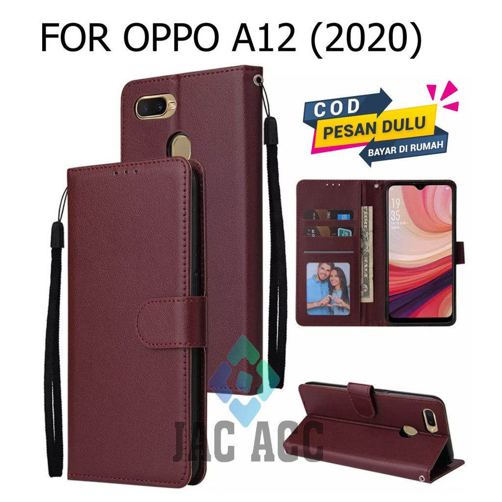 DOMPET HP UNTUK OPPO A12 NEW 2020 LEATHER FLIP CASE OPPO A12 NEW 2020