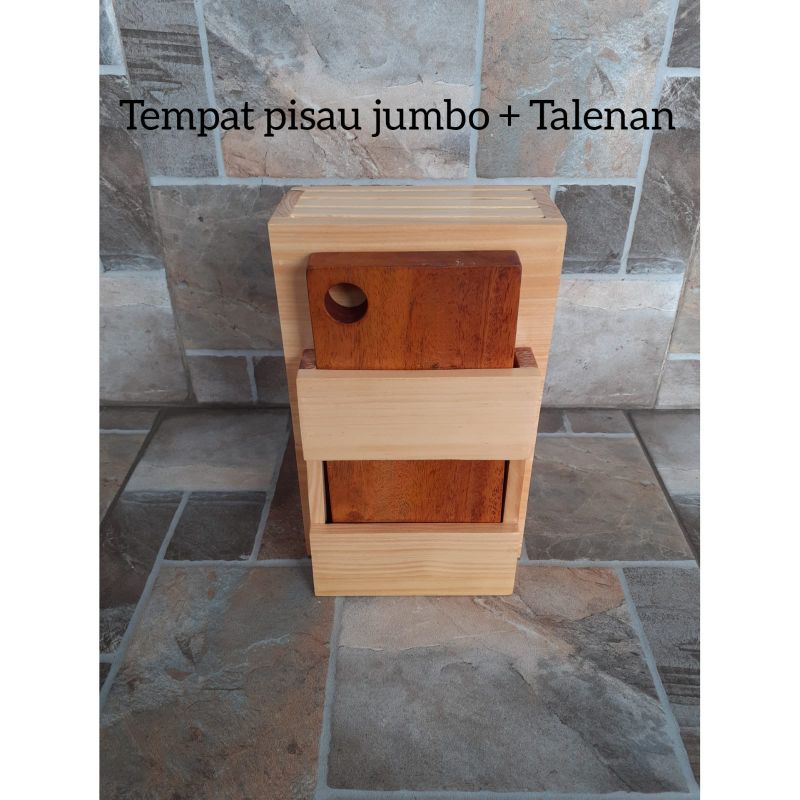 Tempat Pisau Kayu Jumbo/ Tempat Pisau Jumbo + Talenan / Tempat Pisau Daging