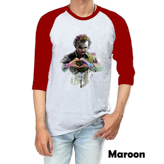 Kaos Raglan Abu Muda M61 Gambar Joker Lengan 3/4