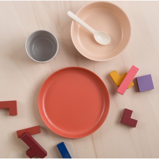 EKOBO Bamboo Kids Meal Set - Peralatan Makan Anak Anak Spoon Fork Plate Cup Alat Makan Anak BPA Free