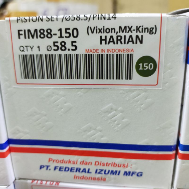 Piston seher kit fim vixion jupiter mx king fim 88 os std 50 100 150 200 250 300 MM PIN 14-OS 150 ( 58,5MM)