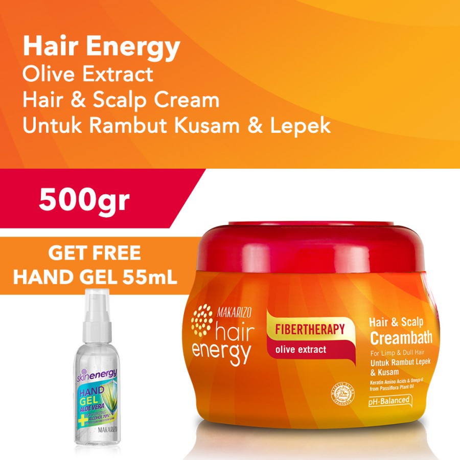 Makarizo Hair Energy Hair Scalp Creambath Olive 500gr FREE SANITIZER