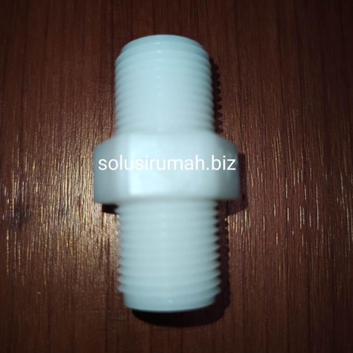 DOUBLE NEPEL 3/8 PVC PUTIH TEBAL FITING PVC POMPA DC FITTING RO FITING