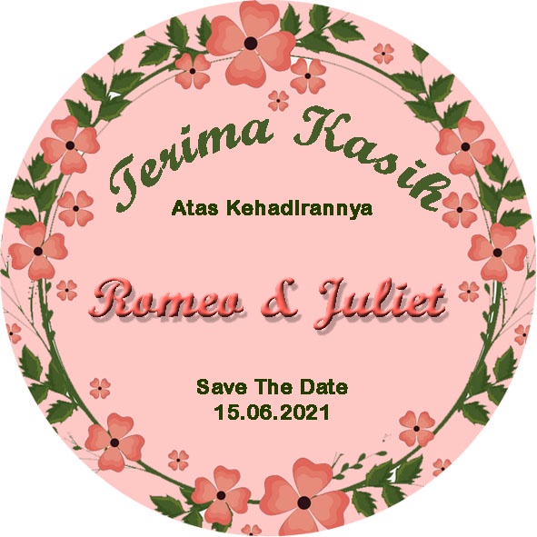 DESIGN KN-03 Kartu Ucapan Bulat. Kartu ucapan terimakasih undangan pada souvenir pernikahan, kartu u