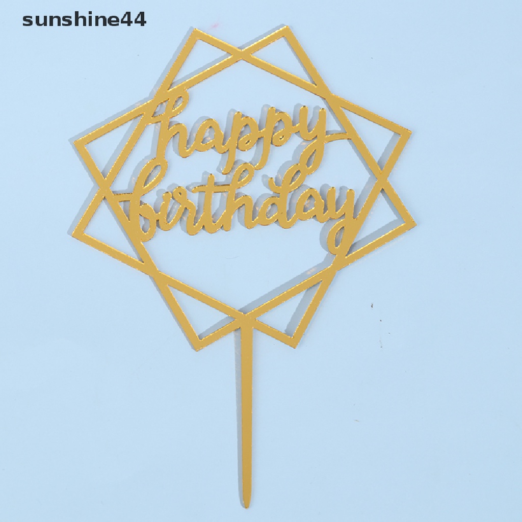 Sunshine Topper Kue Ulang Tahun Tulisan Happy Birthday Bahan Akrilik