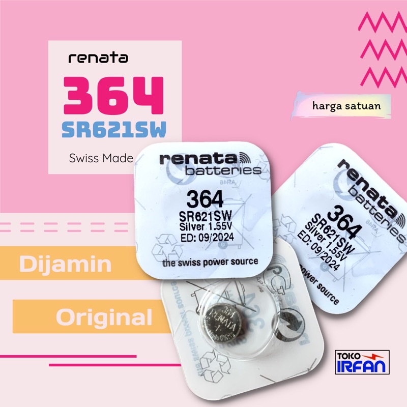 (ORIGINAL) BATERAI RENATA 364 SR621SW BATRAI JAM TANGAN PENGGANTI SR621 LR60 AG1 SR 621 SW