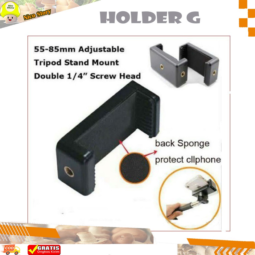 (NCS) [ COD ] HOLDER G Holder HP U TEBAL 2 Posisi Lubang Baut Clamp Tripod Tongsis