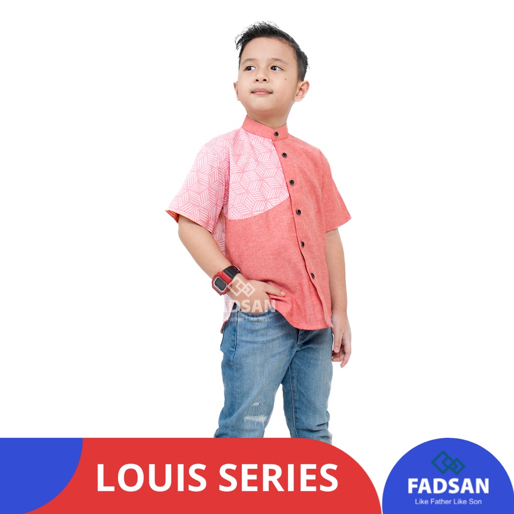 Baju Koko Batik Anak Laki Usia 1 Tahun Lengan Pendek Kekinian Terbaru Louis Series Warna Dusty Pink 