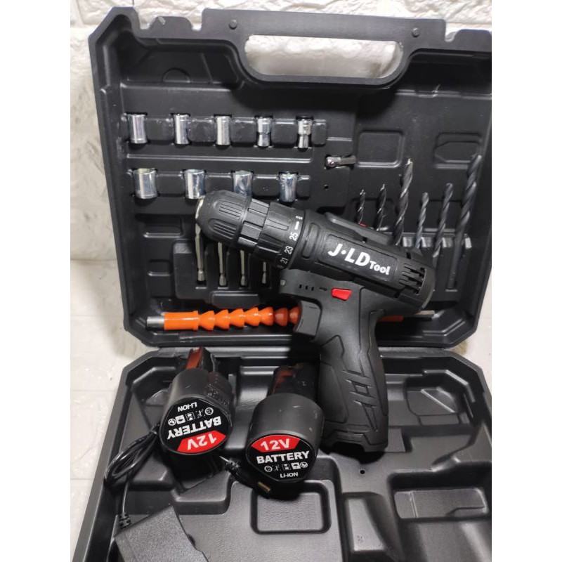 JLD 12V SET Bor Baterai 12v charger cordless drill
