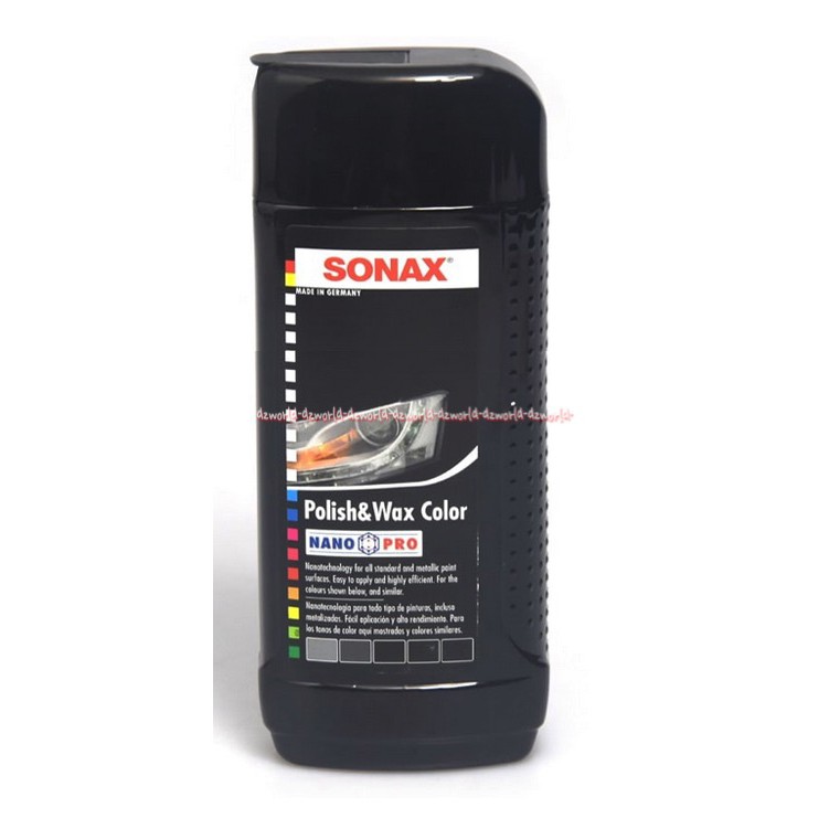 Sonax 250ml Polish &amp; Wax Color Nano Pro Cairan Untuk Menutupi Goresan Baret Halus Cat Mobil Hitam Sonax's Sonak