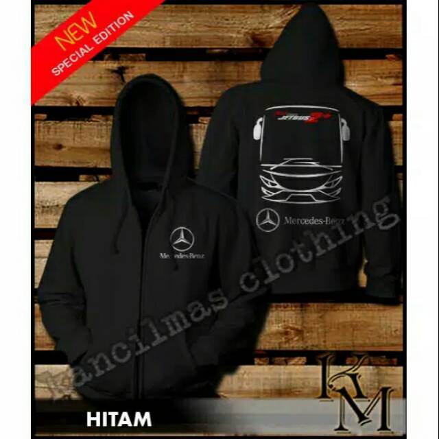 JAKET ZIPPER HOODIE MERCEDES BENZ NEW JETBUS 2 SIMPLE KEREN