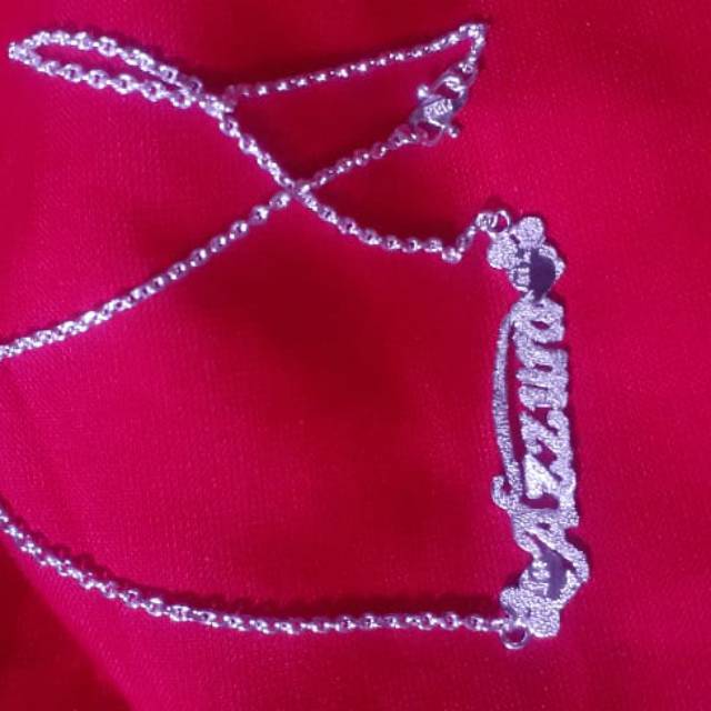 Kalung ukir  nama anak perak murni