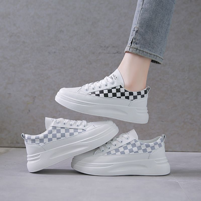 Permata Sepatu Wedges Wanita Import 2020 Checkerboard Slip On Shoes Premium Quality