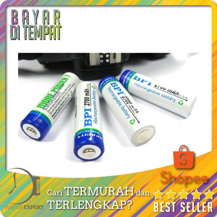 TERLARIS AA Battery 2700mAh with Button Top 4 PCS