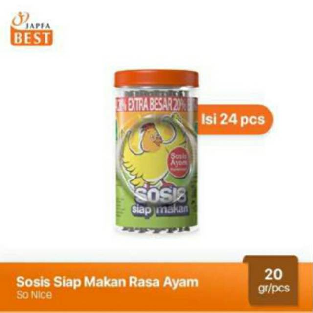 

Sosis so nice isi 24 pcs x 22 gr tersedia rasa ayam dan rasa sapi
