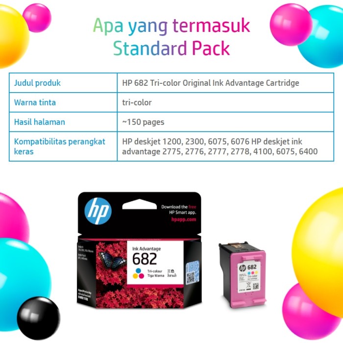 CARTRIDGE HP 682 COLOR / TINTA CATRIDGE HP682 COLOUR ORIGINAL - RESMI