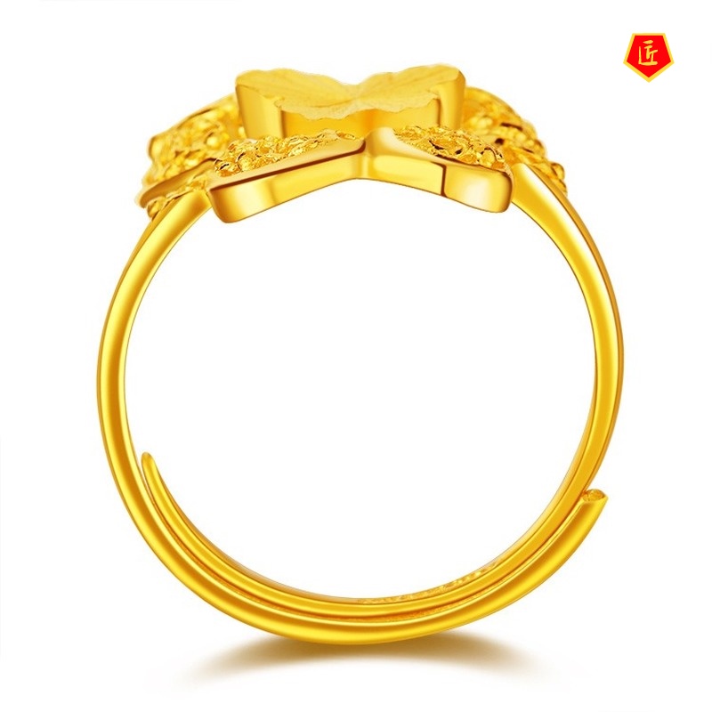 [Ready Stock]Women's Golden Butterfly Ring Korean Fashion