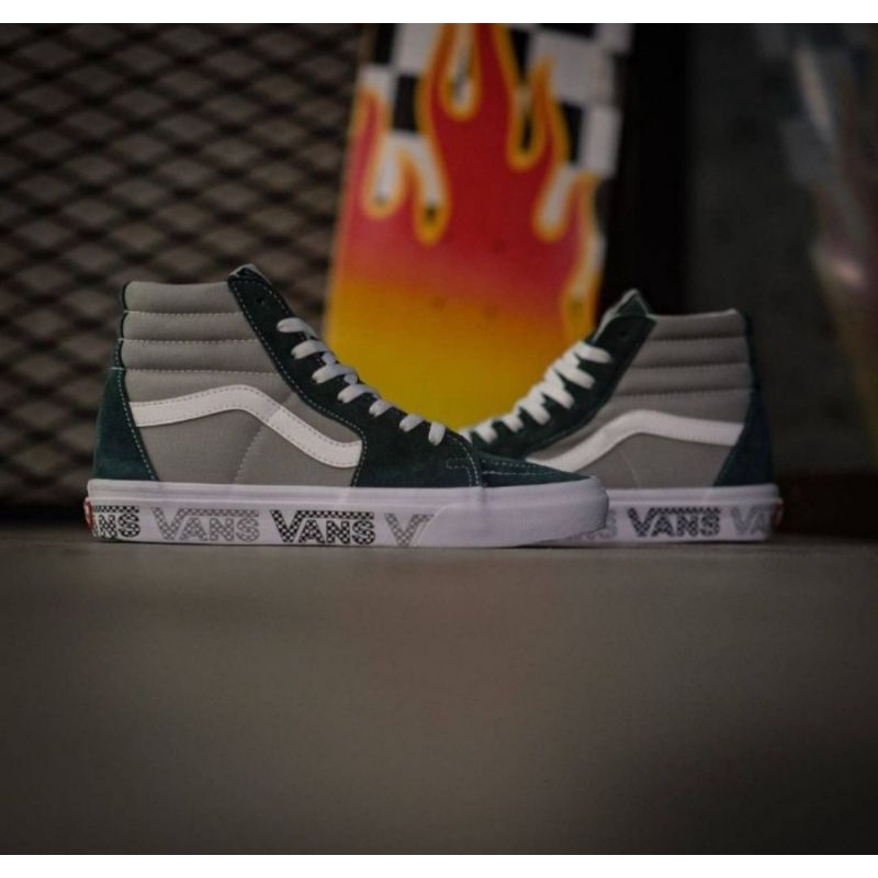 Vans Sk8 Hi Logo Check "Trekking Green / Drizzle" [ORIGINAL] - 39
