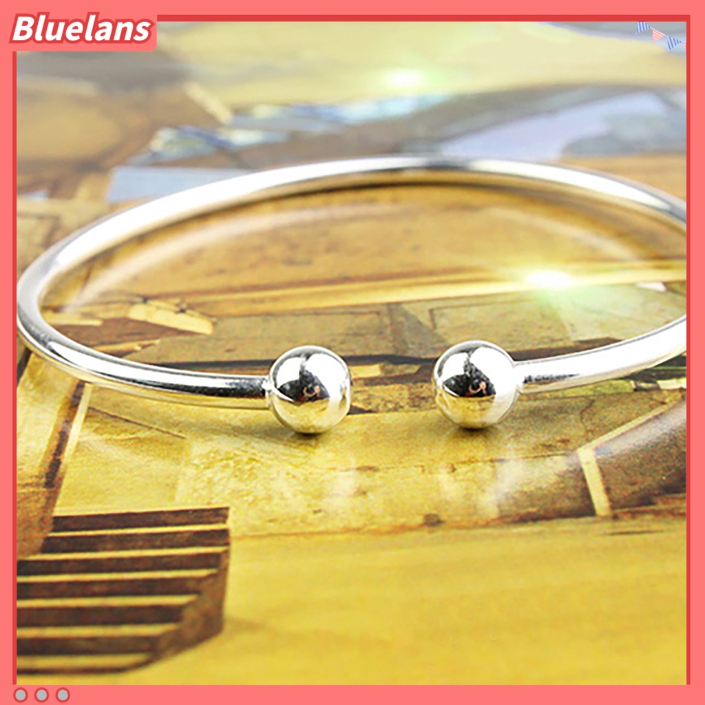 Bluelans Women Silver Plated Open Hand Cuff Bracelet Simple Beads Bangle