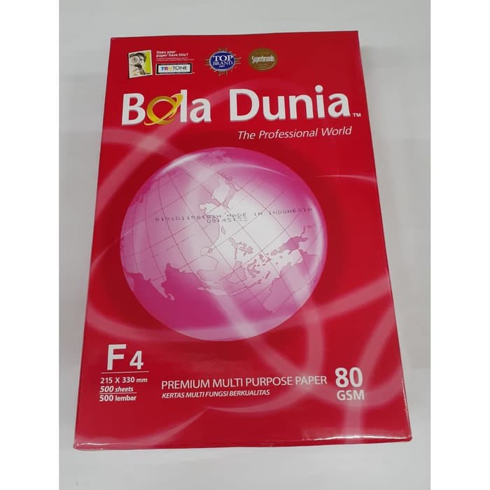 

KERTAS HVS BOLA DUNIA F4 80 GRAM | PAPER | KERTAS PRINT