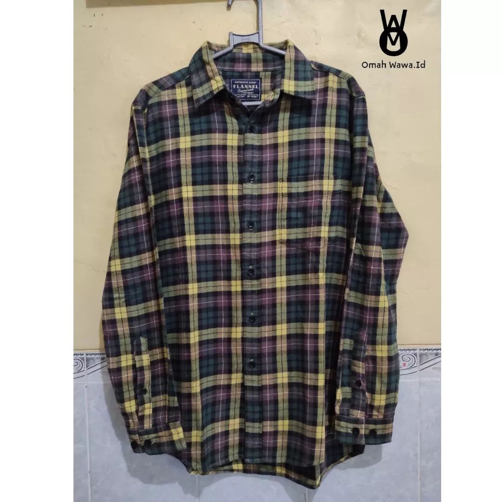 Flanel Uniqlo Casual Vintage Pria Wanita