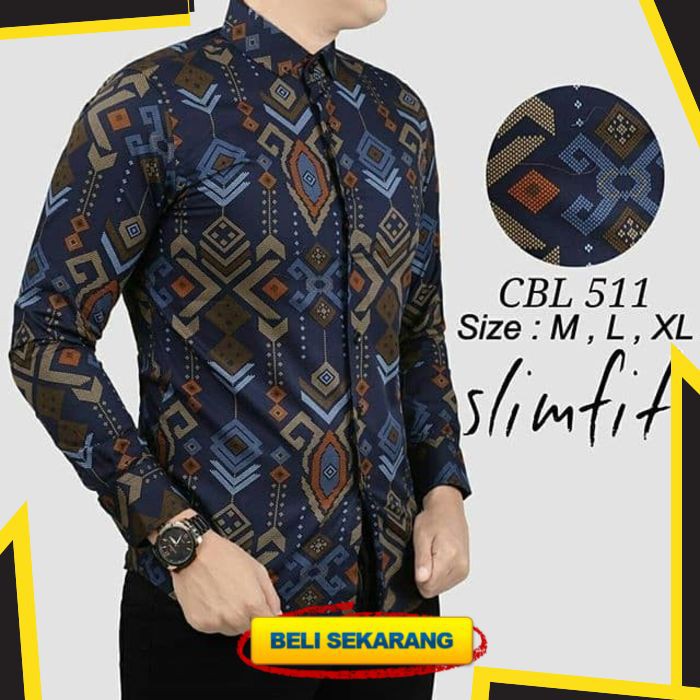 CBL511 KEMEJA BATIK PRIA SLIM FIT MEWAH LINABATIKDISTRO UNIK BAJU BATIK PRIA BEST SELLER