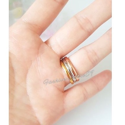 Cincin Titanium Set 3 cincin fashion impor Cincin set 3 ring tipis bulat white gold Rosegold Antikarat fashion cincin bestquality bestseller titanium antikarat