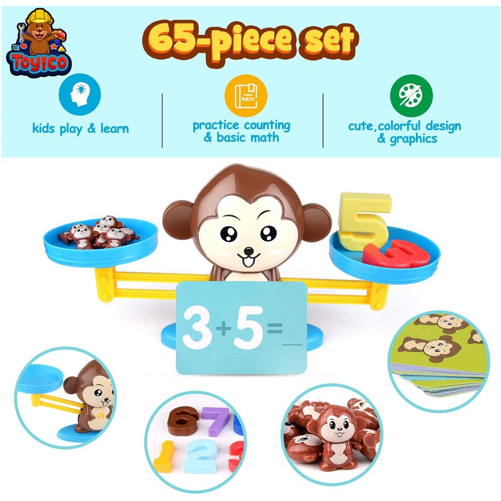 [Toyico] Mainan Edukasi Anak Timbangan Pintar Monkey balance Monyet Belajar Berhitung Matematika-2