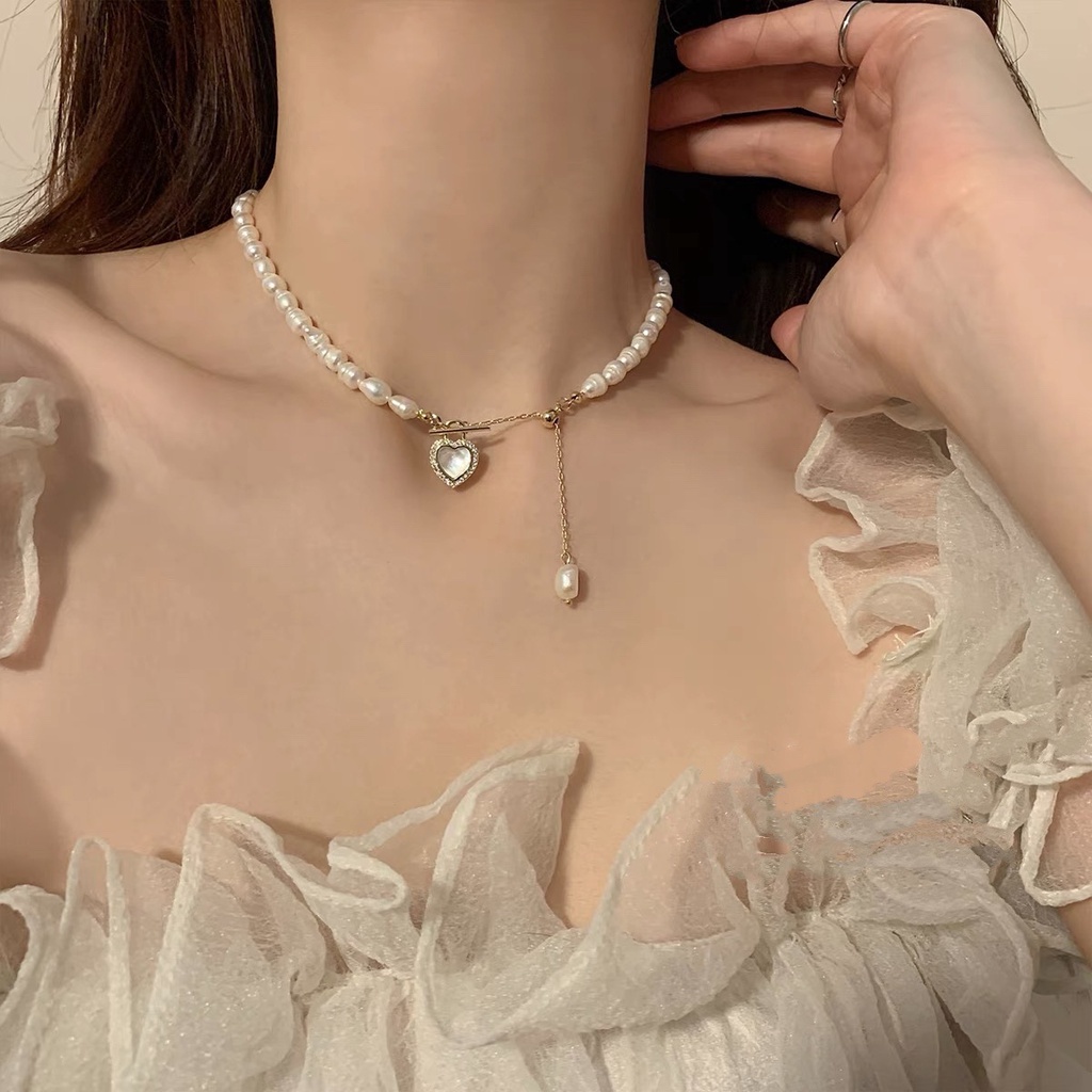 Kalung Rantai Choker Hias Liontin Kupu-Kupu Mutiara Kristal Untuk Wanita