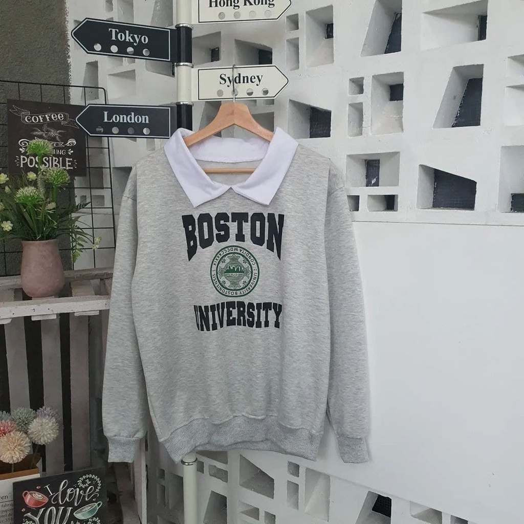 Nara Grosir - Boston Univ Colar Sweater l Fashion Pria dan Wanita