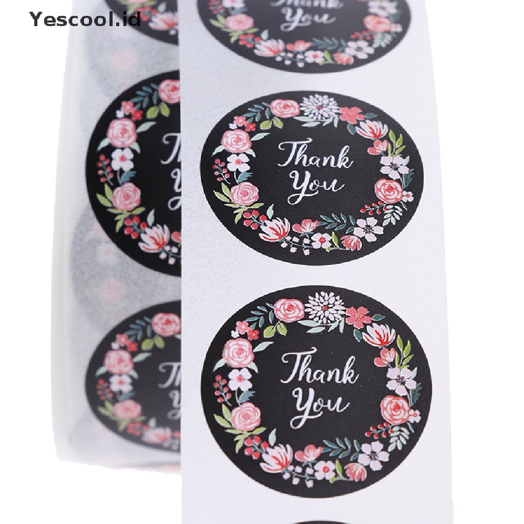 500 Pcs / roll Stiker handmade Desain Bunga Bentuk Bulat Ukuran 1 Inch