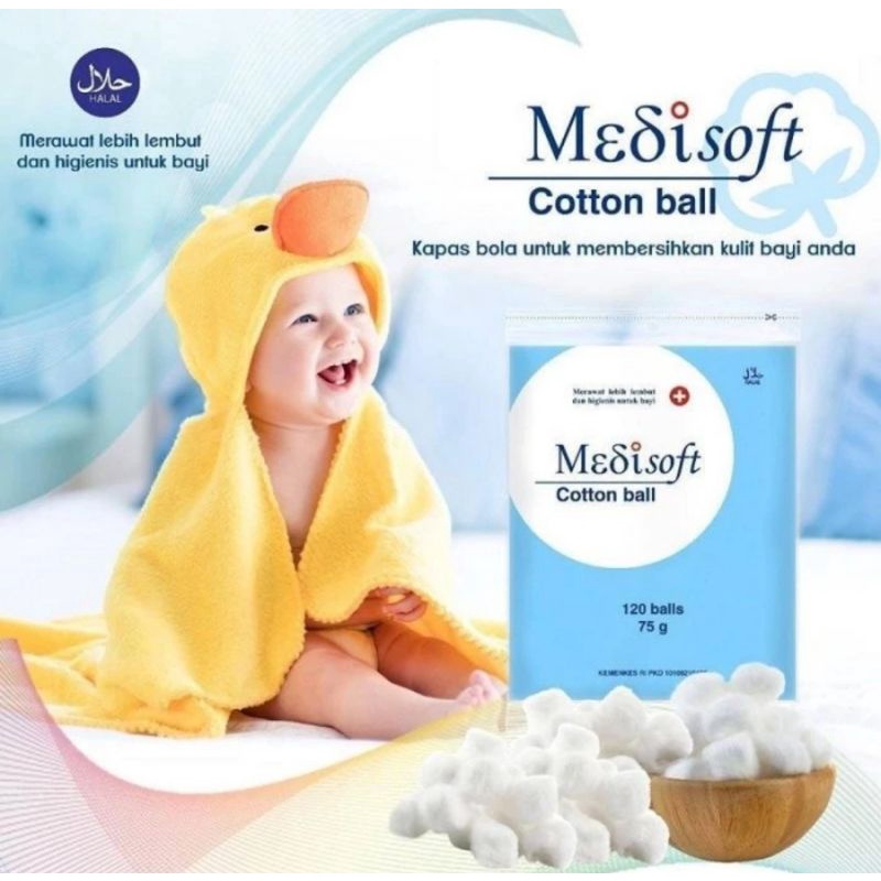 Medisoft Cotton Ball 75gr/120gr isi 120pcs/Kapas Bola/Kapas Bulat Bayi