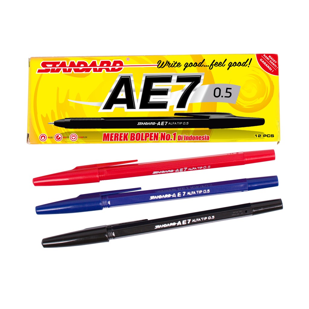 Pulpen Standard AE7 0.5 mm Standard Pen Ballpoint Pen Pena Bulpen Standard / Per Lusin