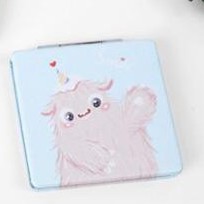 KACA SAKU PORTABLE CERMIN LIPAT UNIK LUCU PREMIUM BANYAK MODEL KACA MAKE UP PERBESAR 2X-BIRU