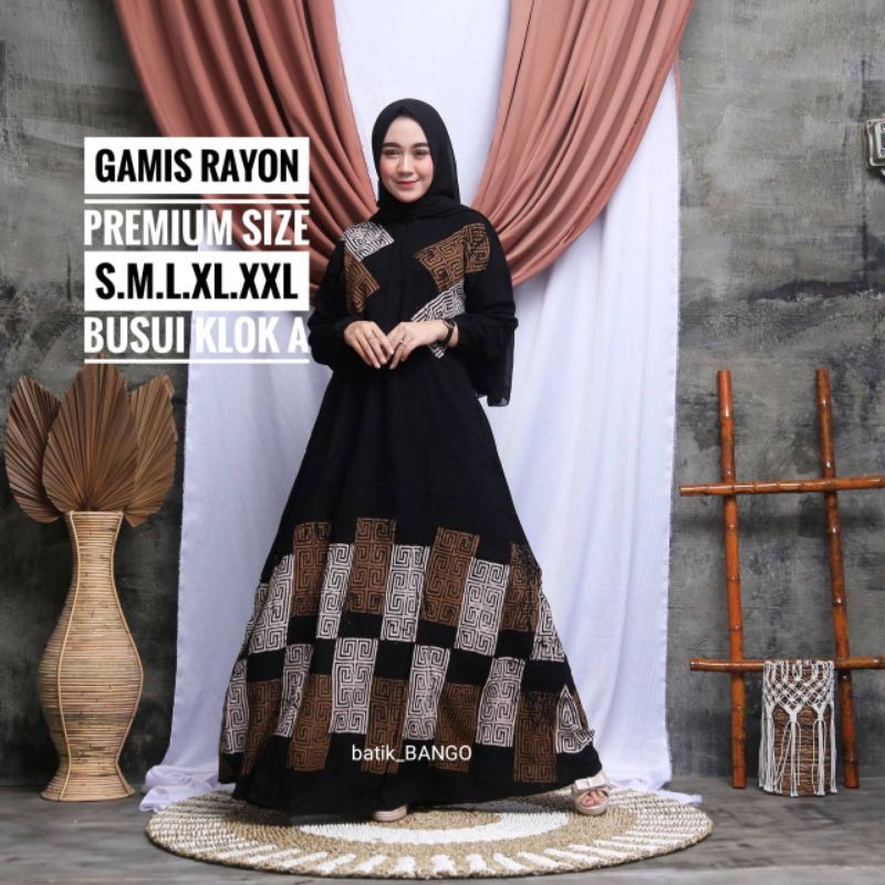 Gamis Batik Bango Rayon Premium Gamis Twill Rayon - Daster Twill - Gamis Terbaru 2021 - Gamis Syari