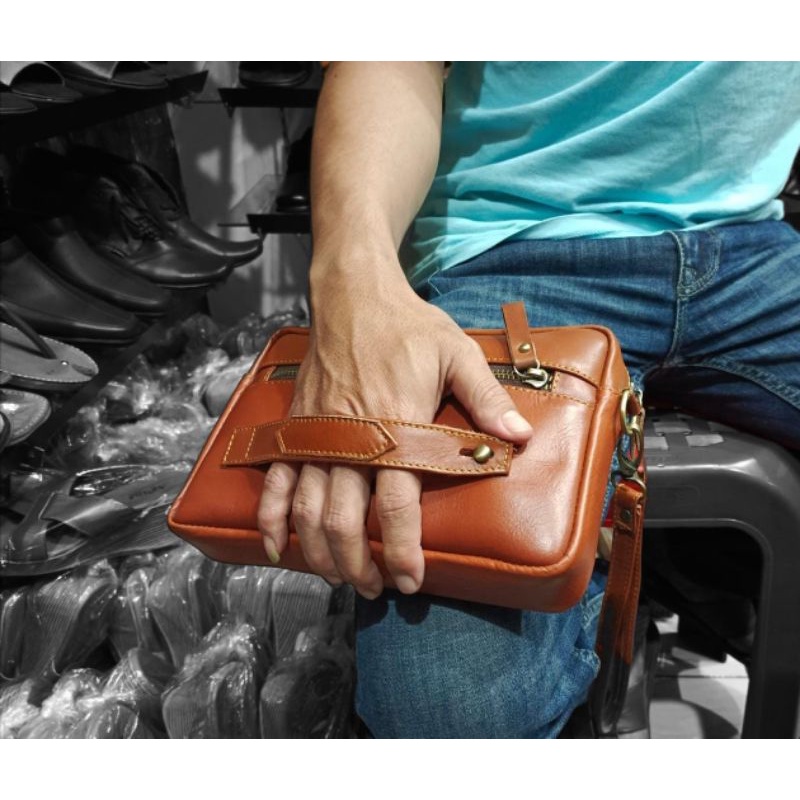 handbag Kulit pria full kulit sapi / tas kulit garut