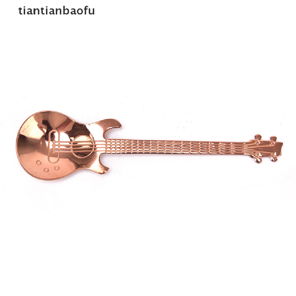 [tiantianbaofu] 7PC Stainless Steel Guitar Teaspoon Tea Ice Cream Coffee Dessert Spoon Tableware Boutique