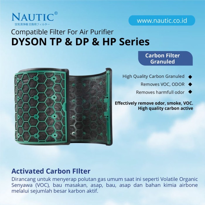 Nautic - Replacement Filter Air Purifier Dyson TP04 DP04 HP04 TP05 DP05 / HEPA+Carbon