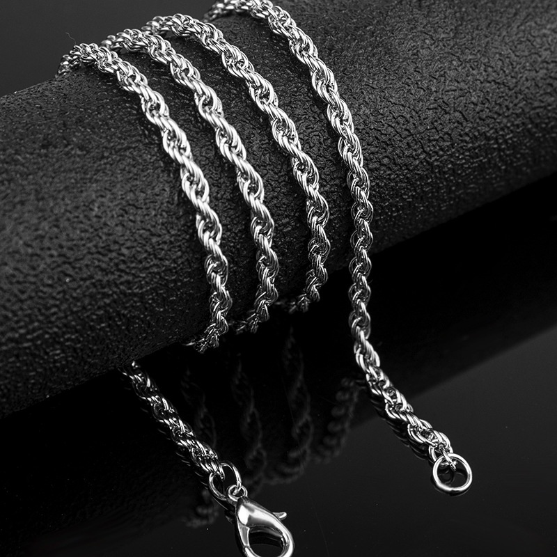 High-end long matching chain men's Korean twist chain silver necklace men's jewelry hanging chain