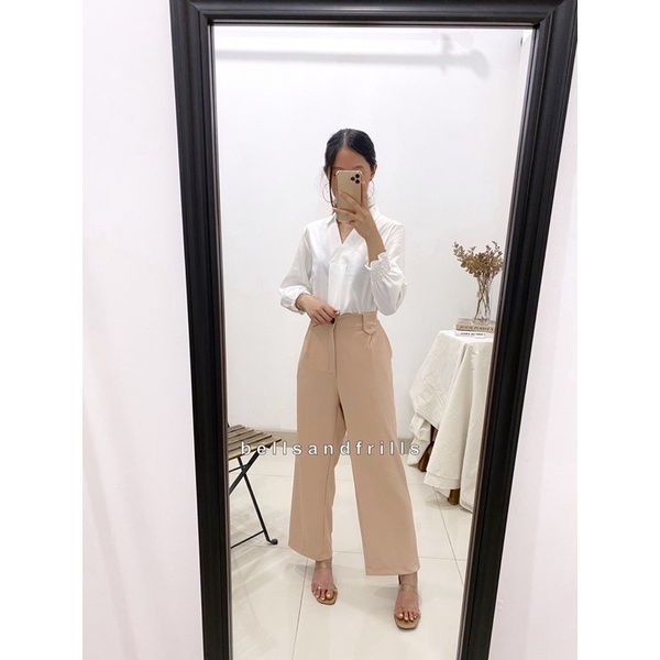 RENA Pants Knit Kancing Formal Kulot / Kulot Korea Casual / Loose Pants Wanita 1017