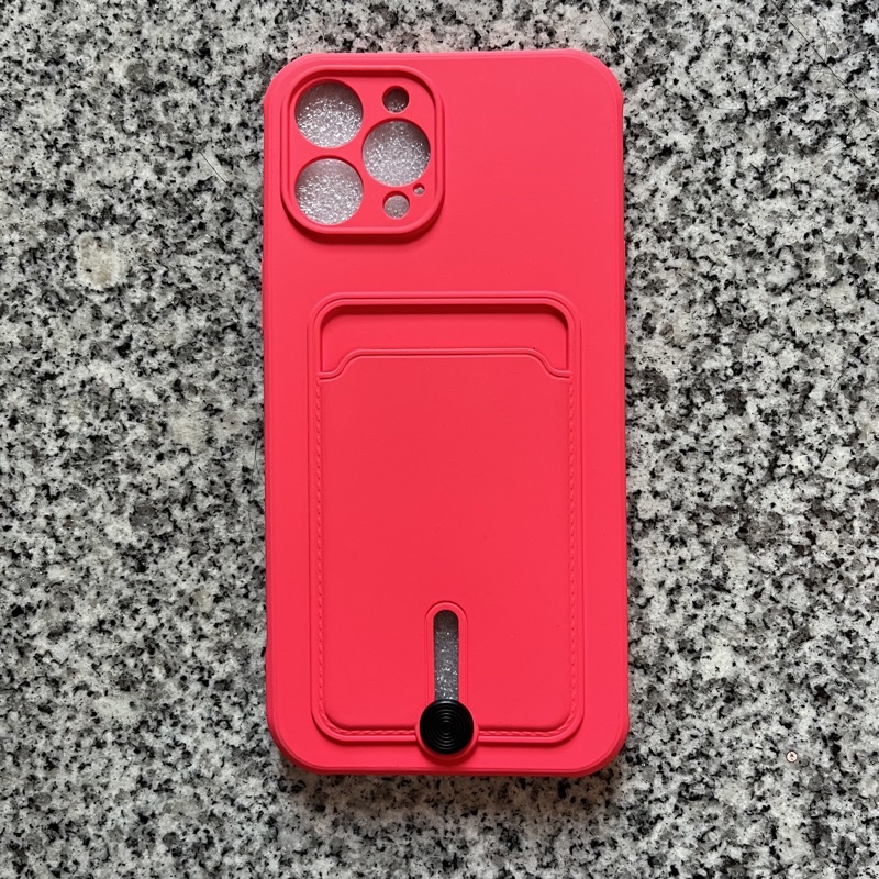 [preloved] Case iPhone 12 Pro Max Casing Shock Pink Fanta Fuschia Imporf Card Slot Holder